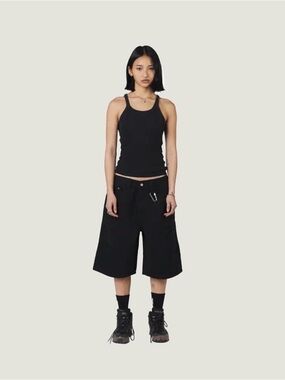 Black Women's Long Jean Shorts - Classic Wide Fit